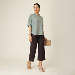Cliff & Coast Set Of 2 - Kimono Sleeves Top & Pants - Agave Green & Coffee Brown