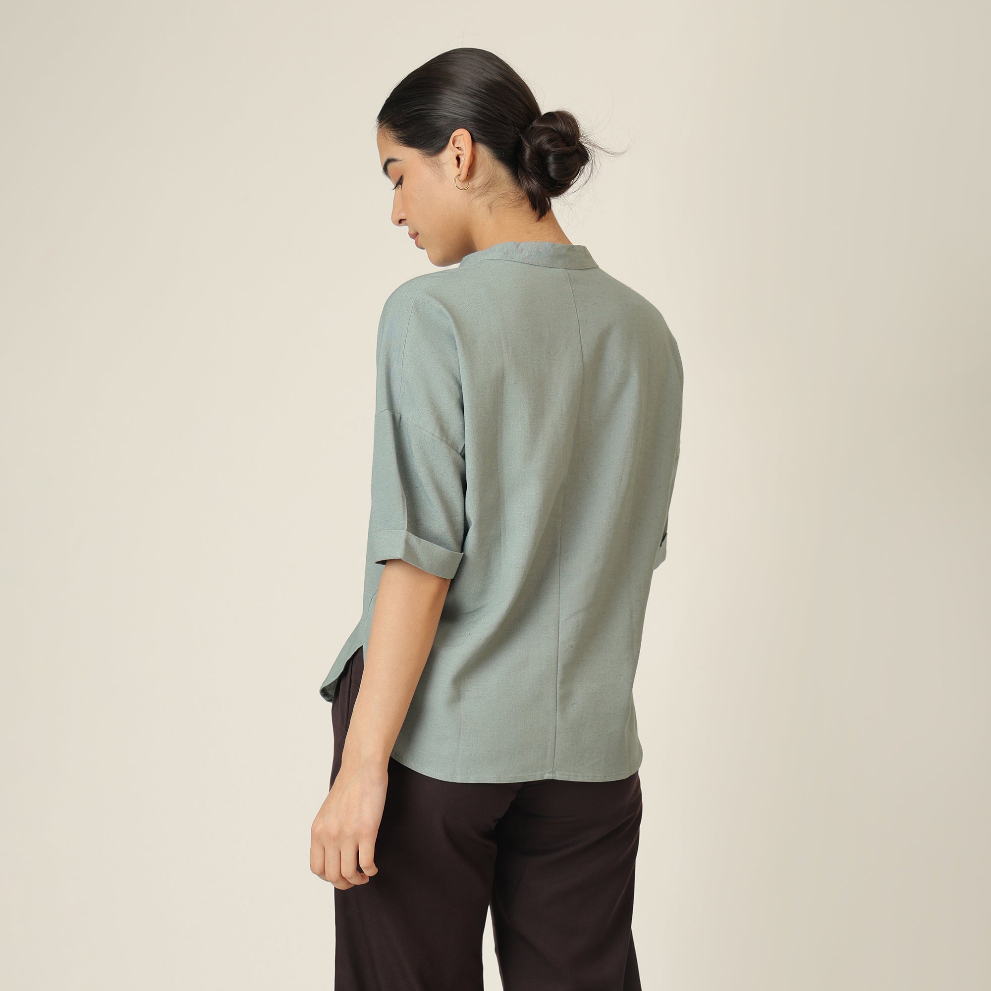 Cliff & Coast Set Of 2 - Kimono Sleeves Top & Pants - Agave Green & Coffee Brown