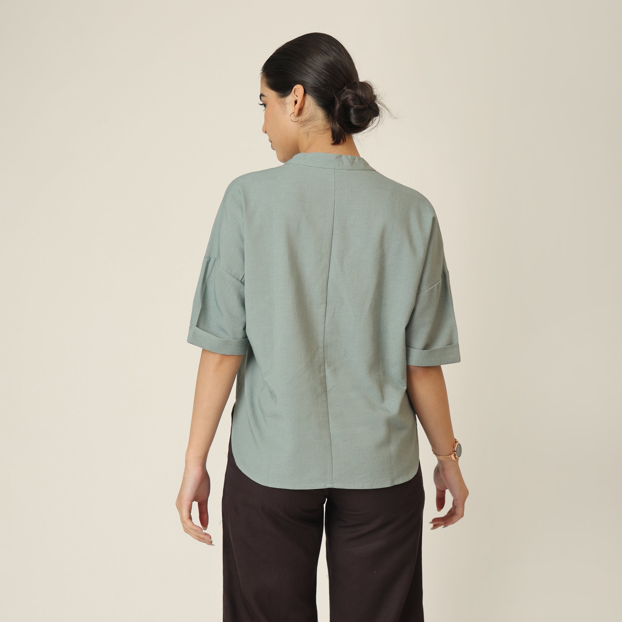 Cliff & Coast Set Of 2 - Kimono Sleeves Top & Pants - Agave Green & Coffee Brown