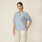 Cliff & Coast Set Of 2 - Kimono Sleeves Top & Pants - Dusty Blue & Beige