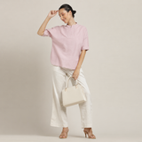 Cliff & Coast Set Of 2 - Kimono Sleeves Top & Pants - Pastel Pink & Ecru