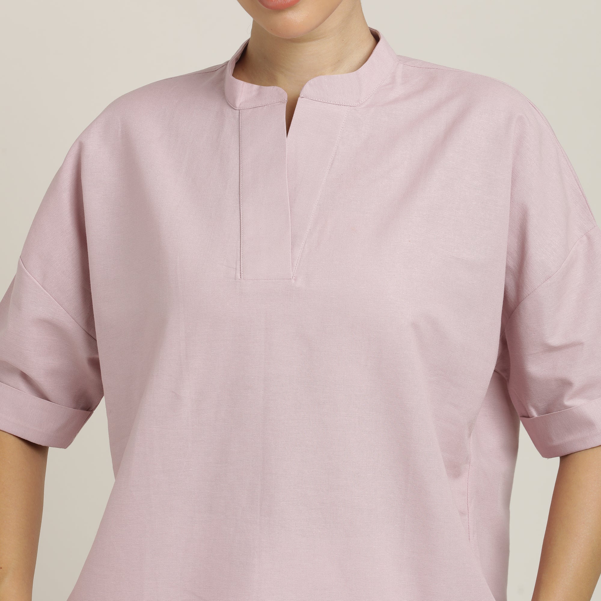 Cliff & Coast Set Of 2 - Kimono Sleeves Top & Pants - Pastel Pink & Ecru