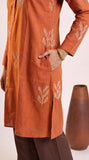 Pleated Tunic - Autumn Rust With Embroidery