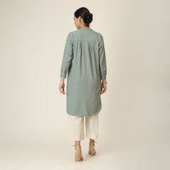 Sofia Set Of 2 - Pleated Tunic & Long-Leg Pants - Agave Green & Beige