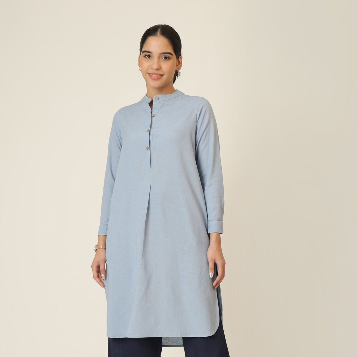 Pleated Tunic - Dusty Blue