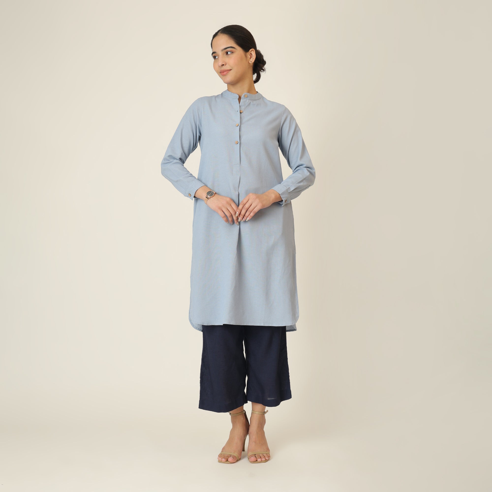Pleated Tunic - Dusty Blue