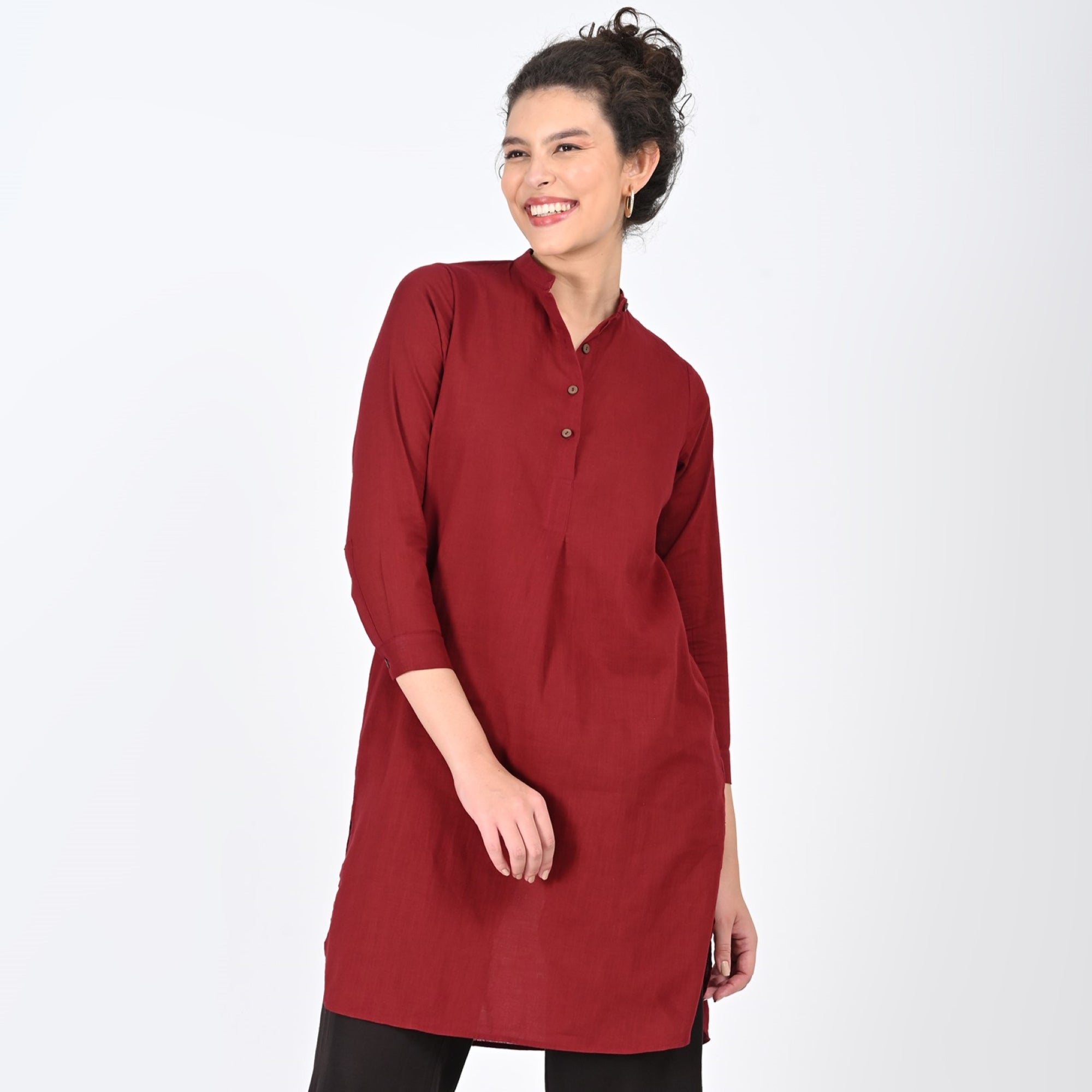 Sofia Set of 2 - Long Tunic & Pants - Maroon & Coffee