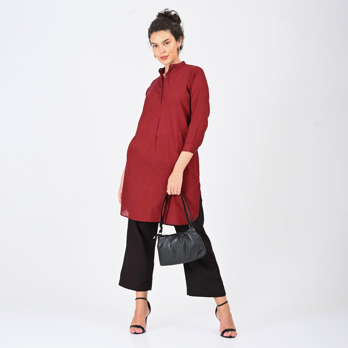 Sofia Set of 2 - Long Tunic & Pants - Maroon & Coffee