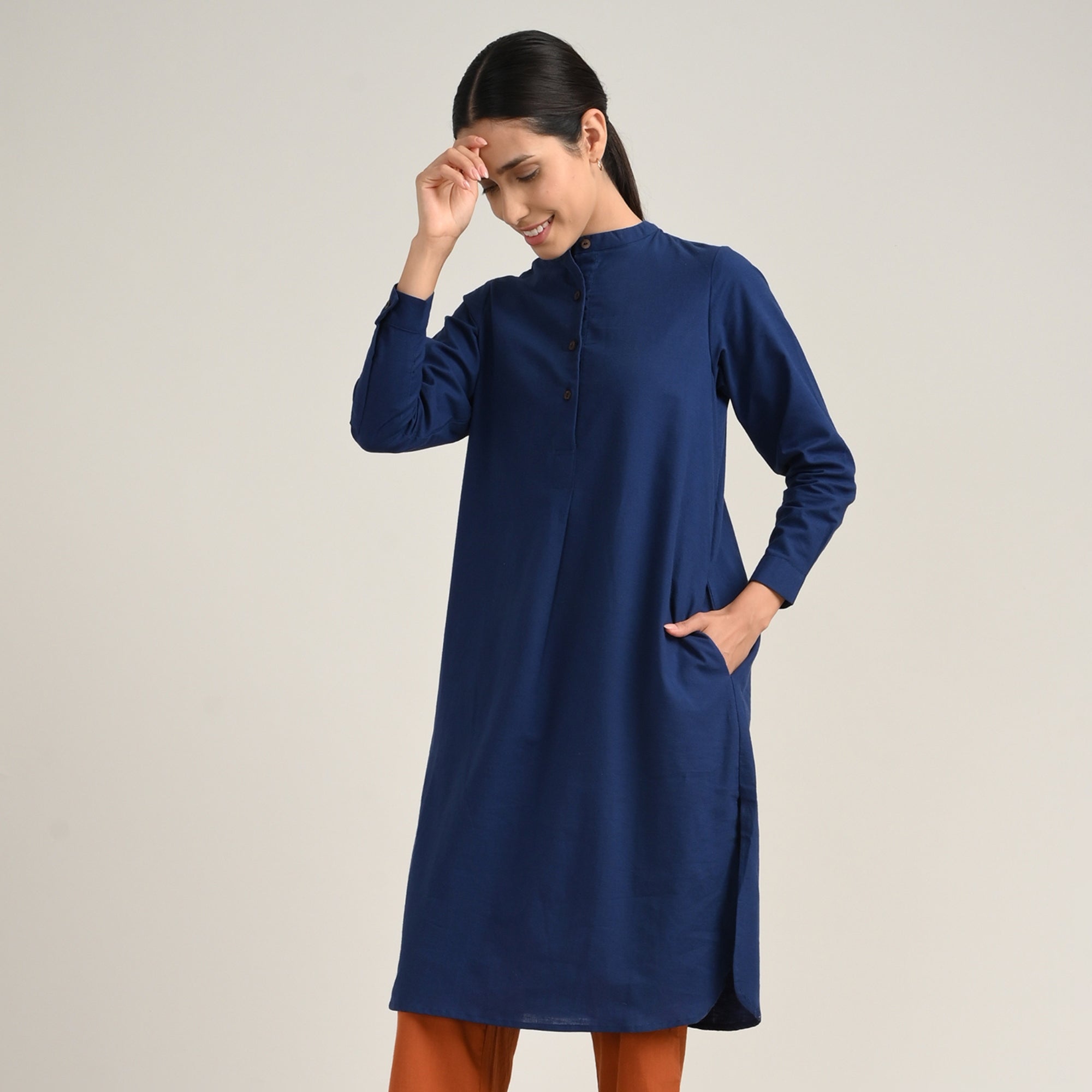 Pleated Tunic - Navy Blue