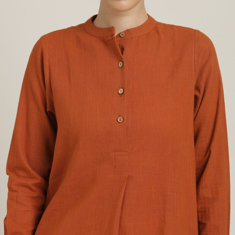 Pleated Tunic - Autumn Rust