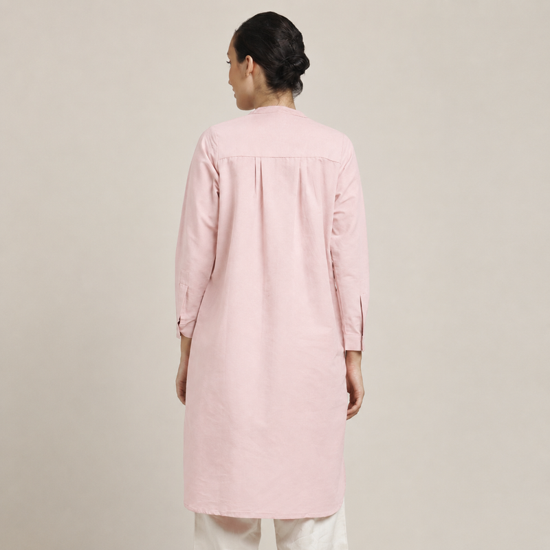 Sofia Set Of 2 - Pleated Tunic & Long-Leg Pants - Pastel Pink & Ecru