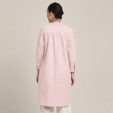 Sofia Set Of 2 - Pleated Tunic & Long-Leg Pants - Pastel Pink & Ecru