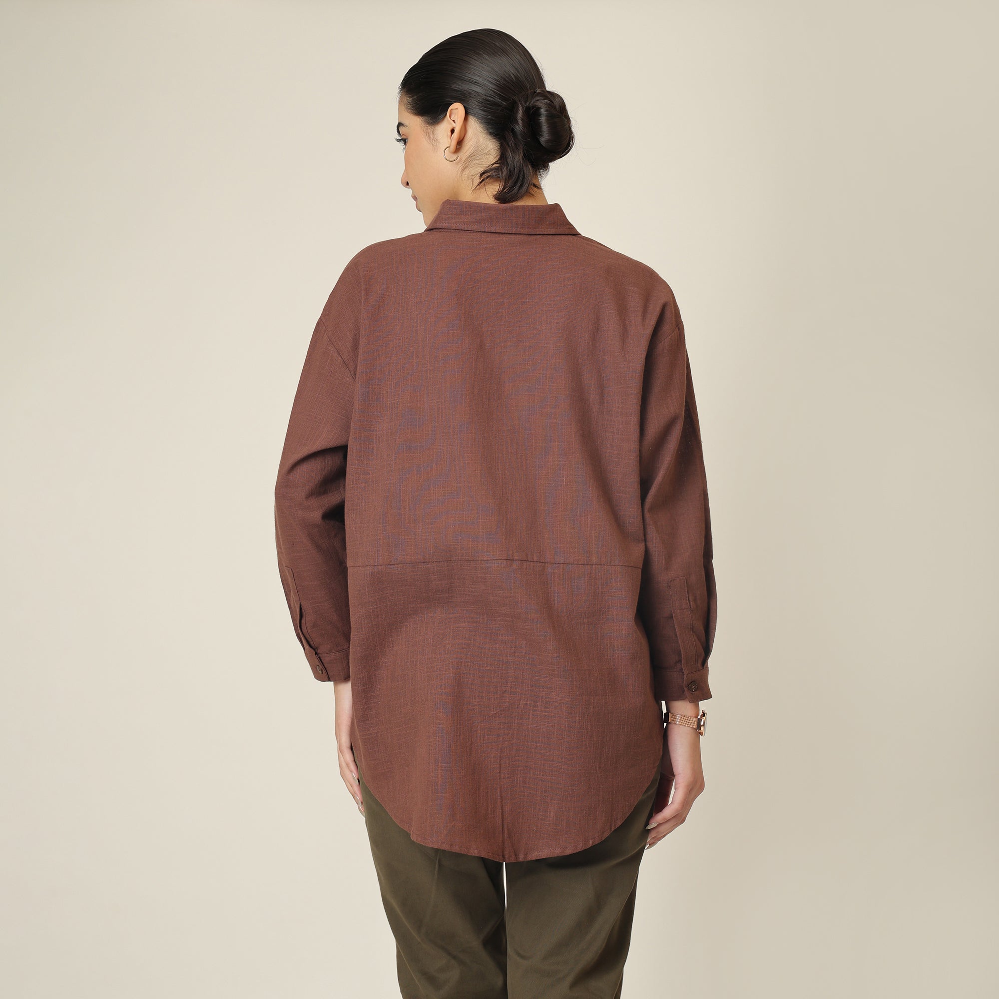 Oversized Shirt & Chinos - Coffee Brown & Olive