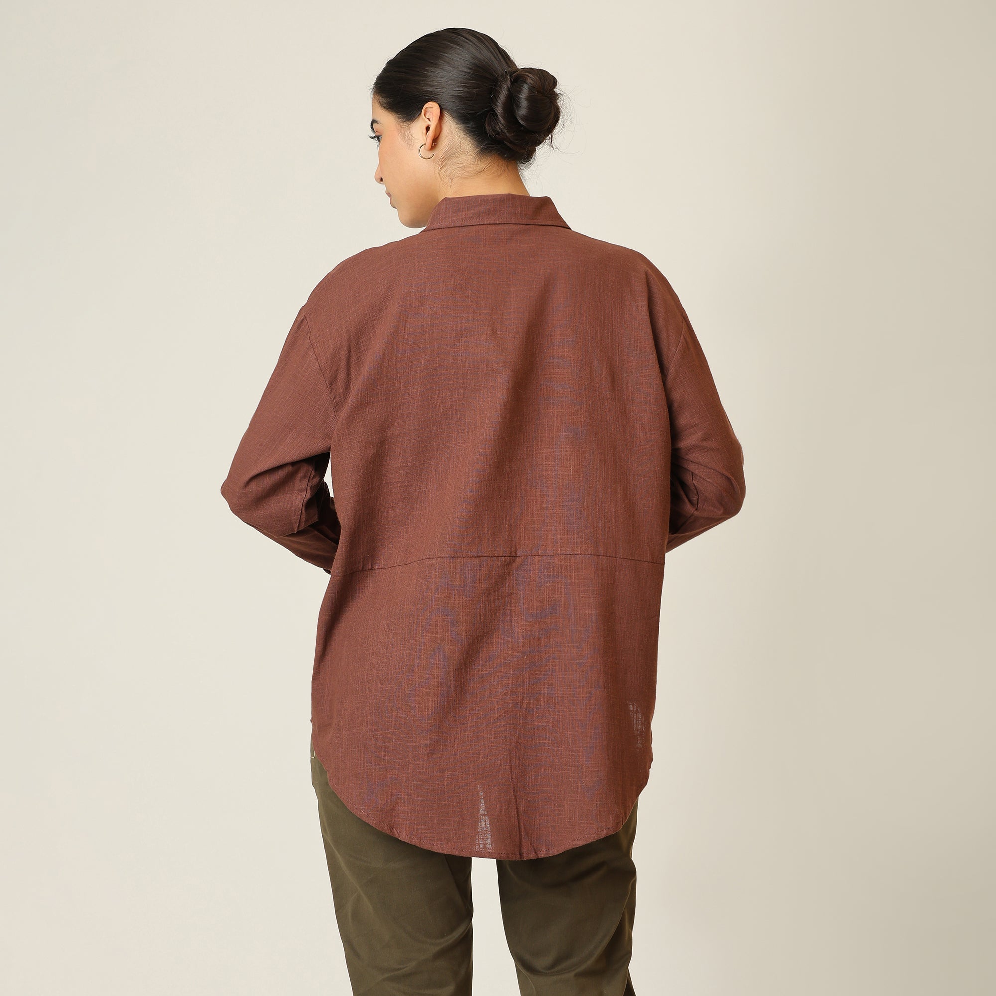 Oversized Shirt & Chinos - Coffee Brown & Olive