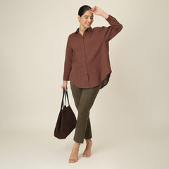 Oversized Shirt & Chinos - Coffee Brown & Olive
