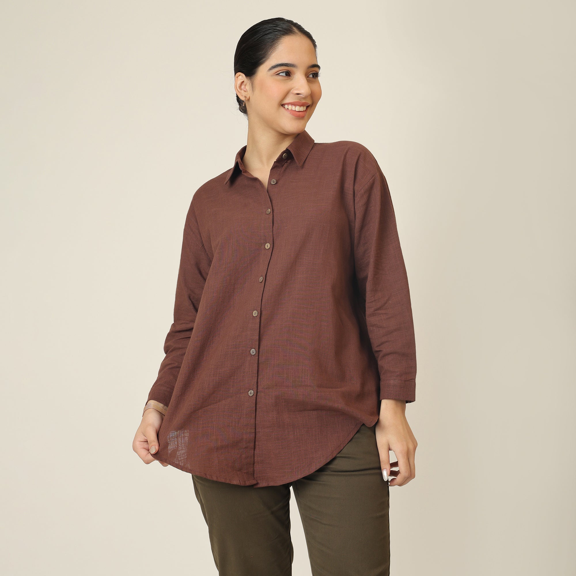 Oversized Shirt - Coffee Brown