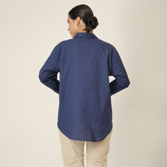 Oversized Shirt & Chinos - Navy Blue & Beige