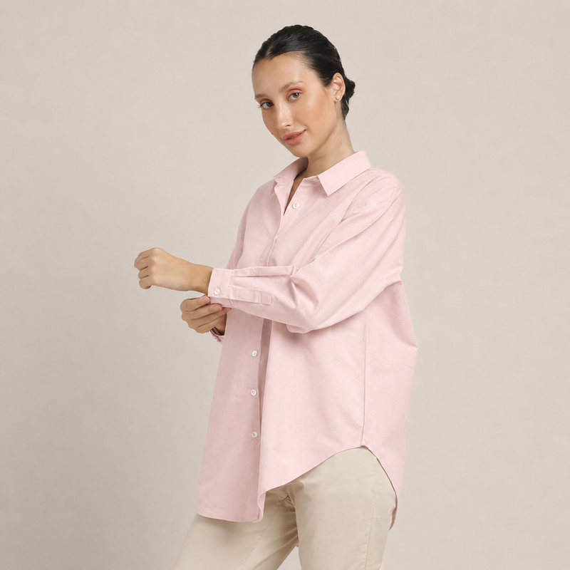 Oversized Shirt & Chinos - Pastel Pink & Beige