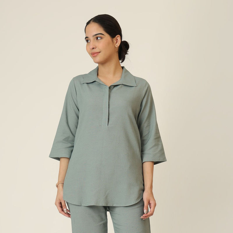 Skipper Collar Tunic - Agave Green