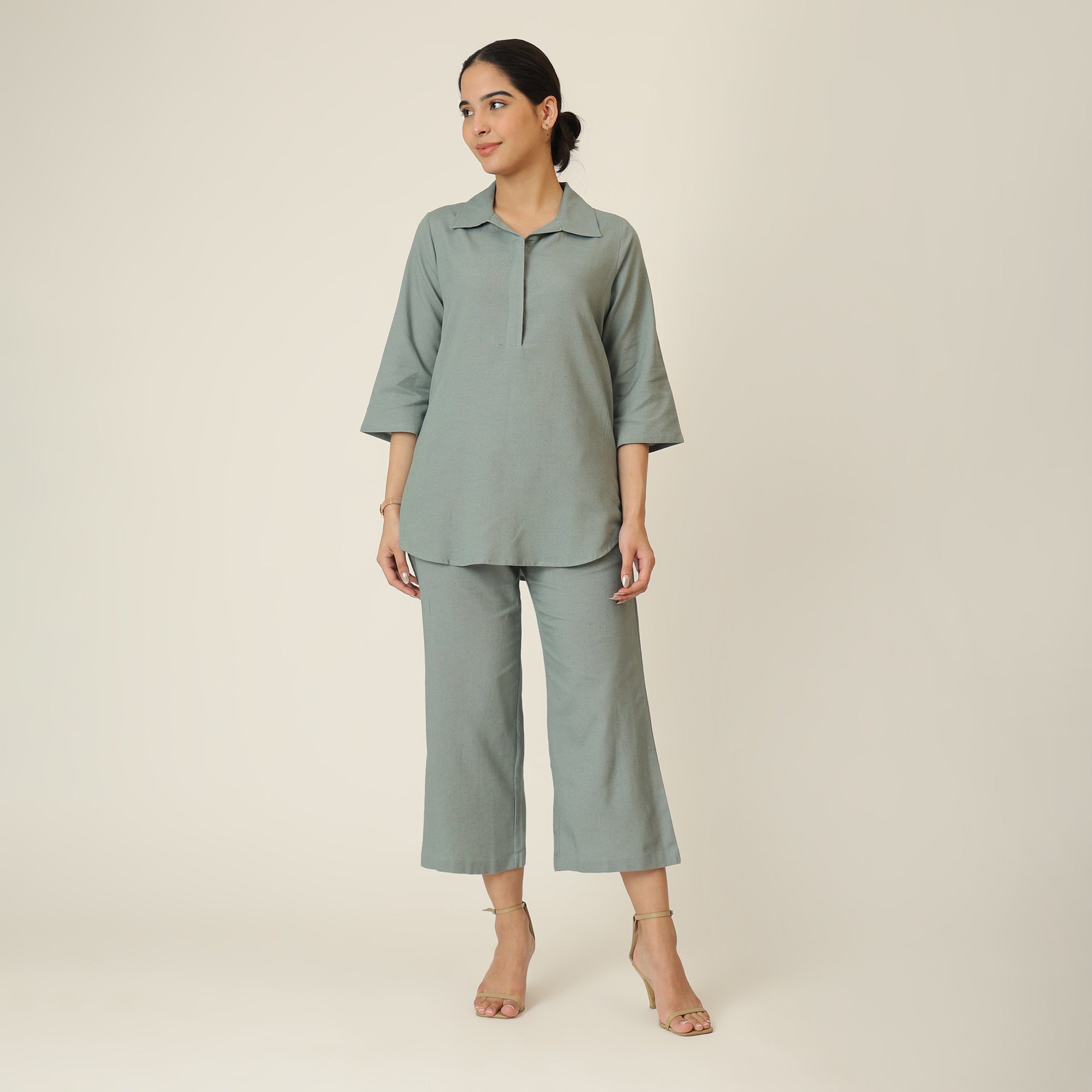 Skipper Collar Tunic Set of 2 - Tunic & Pants - Agave Green
