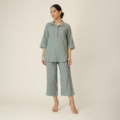 Skipper Collar Tunic Set of 2 - Tunic & Pants - Agave Green