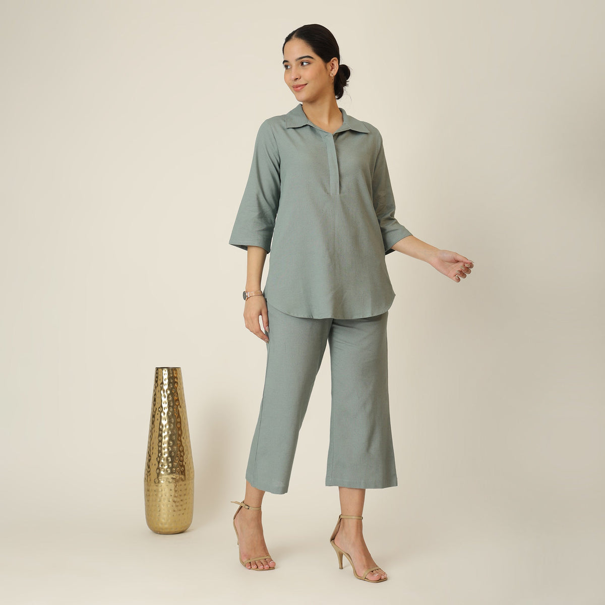 Skipper Collar Tunic Set of 2 - Tunic & Pants - Agave Green
