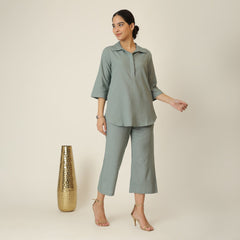 Skipper Collar Tunic Set of 2 - Tunic & Pants - Agave Green