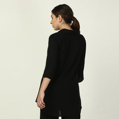 Skipper Collar Tunic Set Of 2 - Tunic & Pants - Black