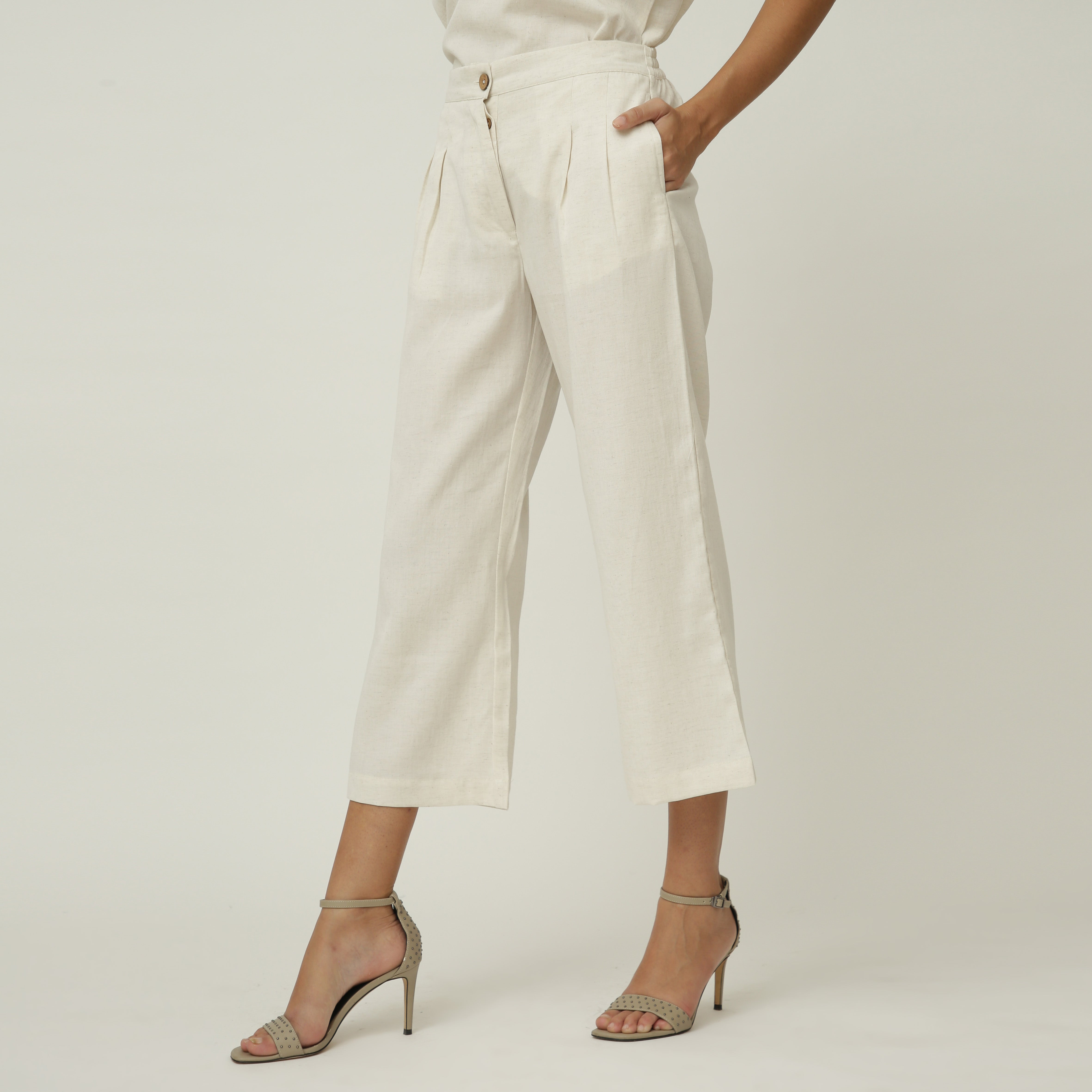 Skipper Collar Tunic Set of 2 - Tunic & Pants - Textured White