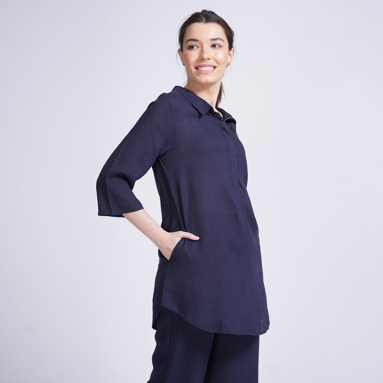 Skipper Collar Tunic Set Of 2 - Tunic & Pants - Navy