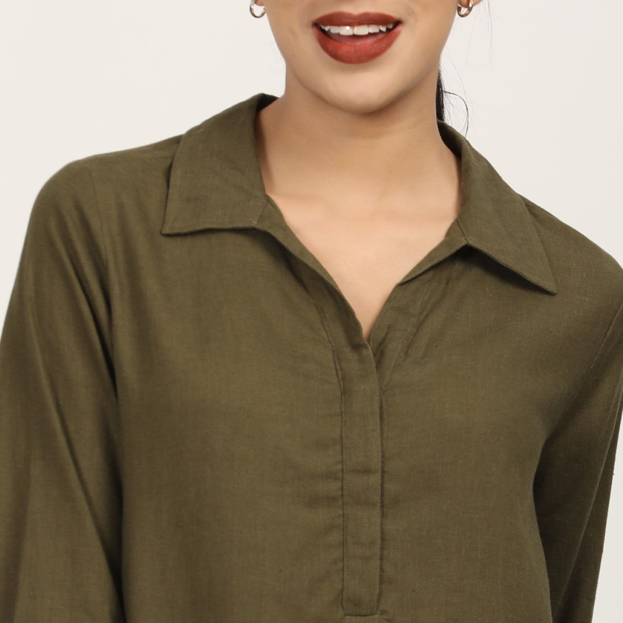 Skipper Collar Tunic Set Of 2 - Tunic & Pants - Olive