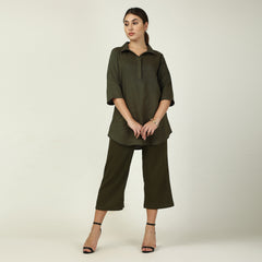 Skipper Collar Tunic Set Of 2 - Tunic & Pants - Olive