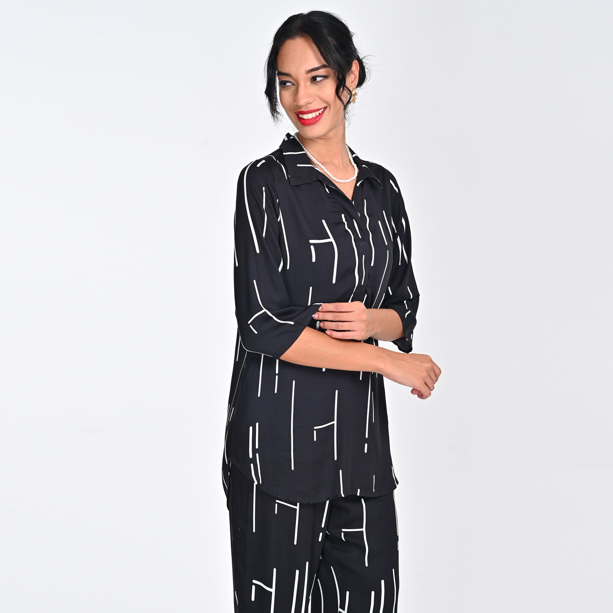 Skipper Collar Tunic - Black Cedar Print - Limited Edition