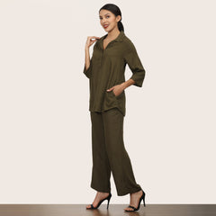 Skipper Collar Tunic Set Of 2 - Tunic & Pants - Olive