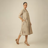Dakota Set Of 2 - Long Shirt Overlay & Dress - Greige With Embroidery