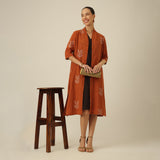 Dakota Set Of 2 - Long Shirt Overlay & Dress - Autumn Rust & Coffee With Embroidery