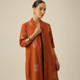 Dakota Set Of 2 - Long Shirt Overlay & Dress - Autumn Rust & Coffee With Embroidery