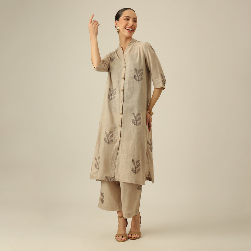 Dakota Co-ord Set - Greige With Embroidery