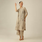 Dakota Co-ord Set - Greige With Embroidery