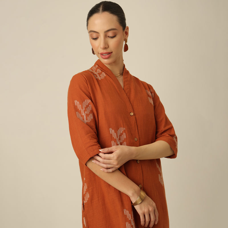 Dakota Co-ord Set - Autumn Rust With Embroidery