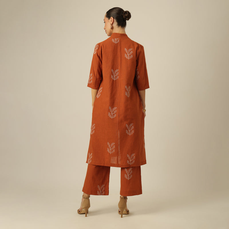 Dakota Set Of 3 - Overlay, Slip Top & Barrel Leg Pants - Autumn Rust & Greige With Embroidery