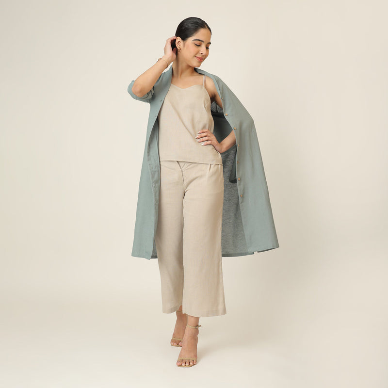 Dakota  Set of 3 - Long Shirt, Inner & Pants - Agave Green & Greige