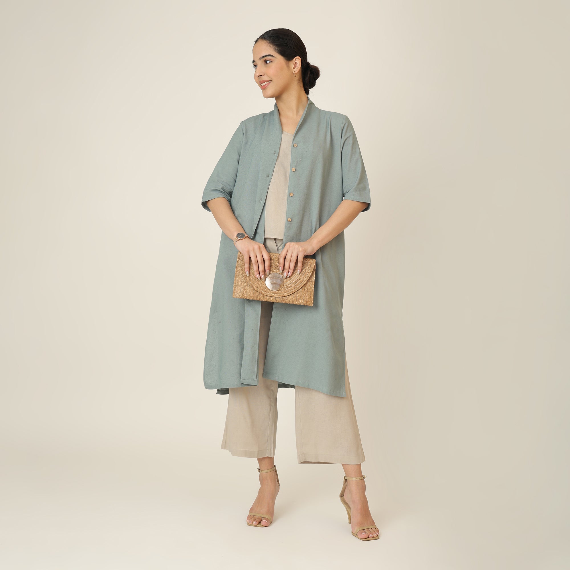 Dakota  Set of 3 - Long Shirt, Inner & Pants - Agave Green & Greige