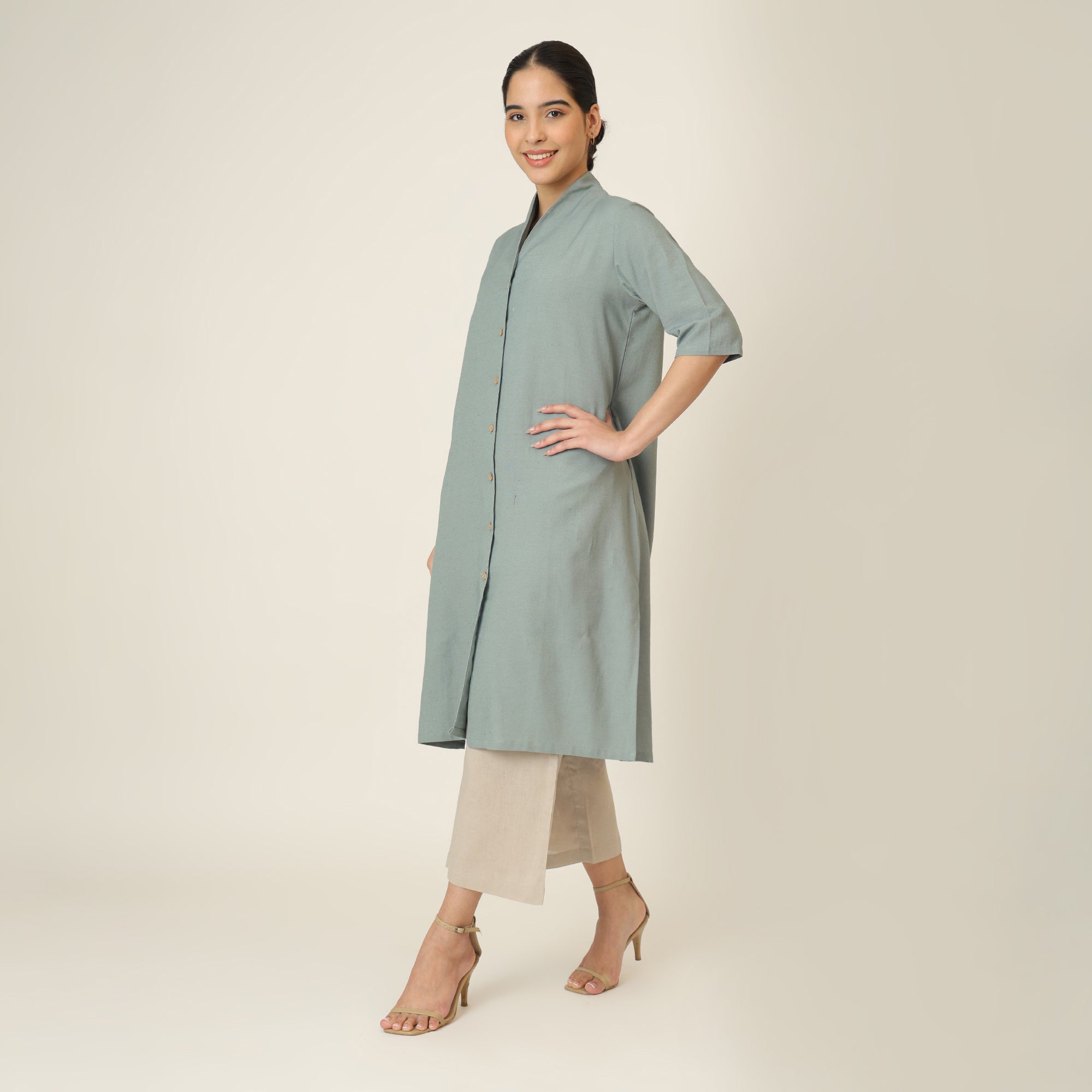 Dakota  Set of 3 - Long Shirt, Inner & Pants - Agave Green & Greige