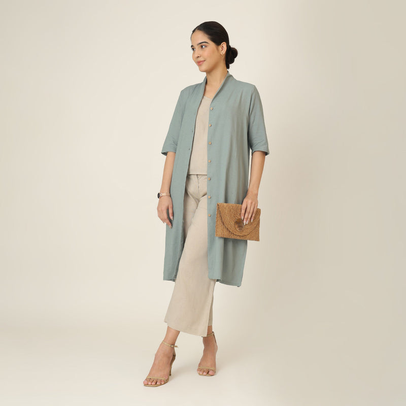 Dakota  Set of 3 - Long Shirt, Inner & Pants - Agave Green & Greige