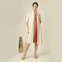 Dakota Set Of 2 - Long Shirt Jacket & Dress - Beige & Terracotta Brown