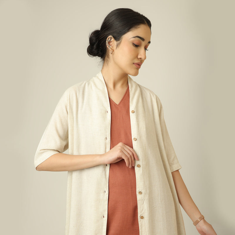 Dakota Set Of 2 - Long Shirt Jacket & Dress - Beige & Terracotta Brown