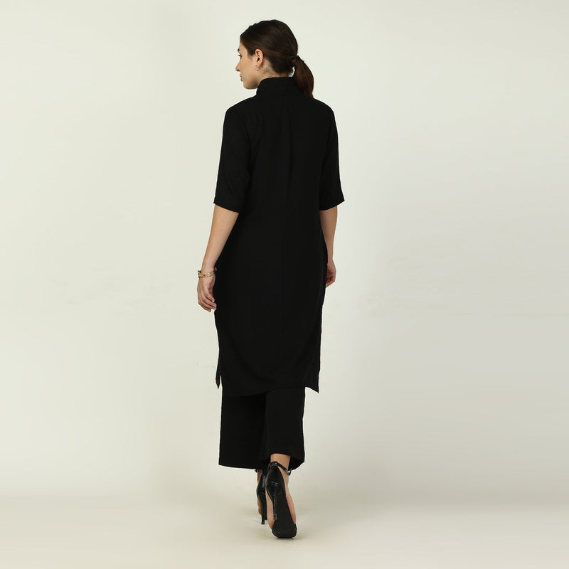 Dakota Co-ord Set - Long Shirt & Pants - Black