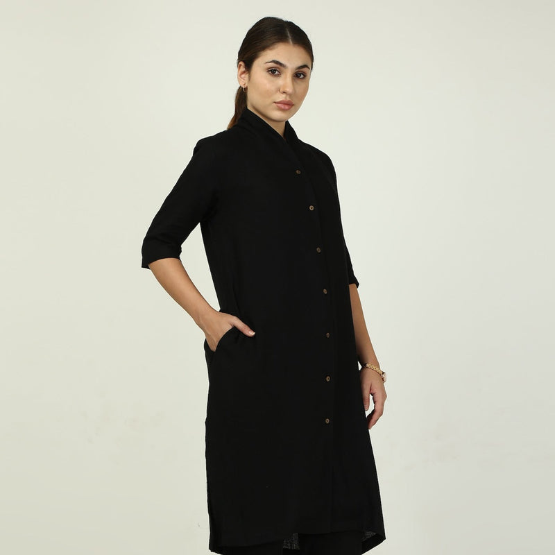 Dakota Long Shirt Jacket - Black