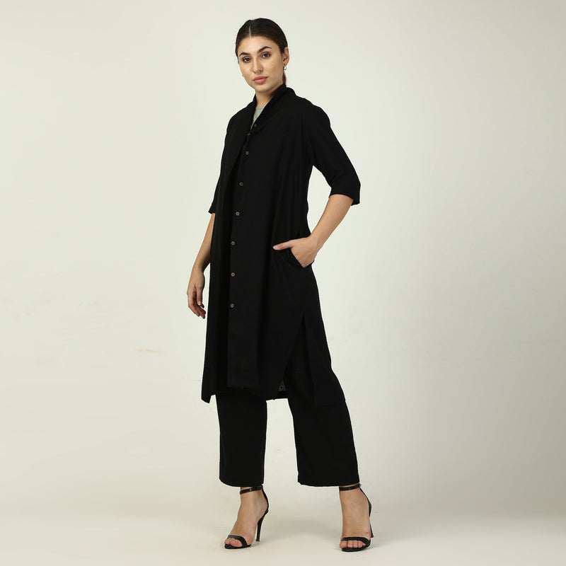 Dakota Co-ord Set - Long Shirt & Pants - Black